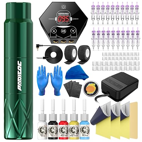 Wormhole Tattoo Pen Kit - Rotary Tattoo Kit for Beginners 20pcs