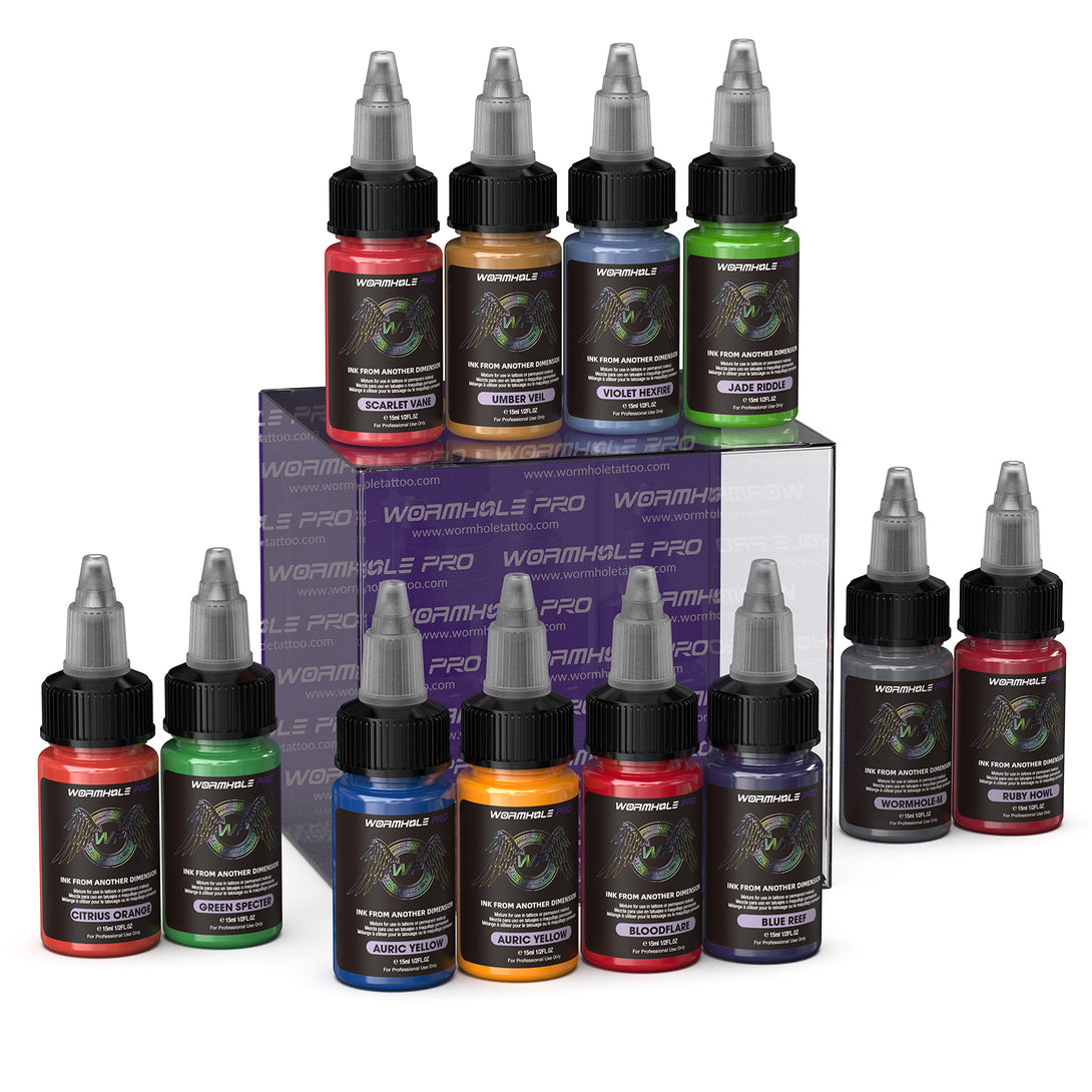 Professional Tattoo Ink Set | Studio Essentials 12 Colors - Wormhole ...