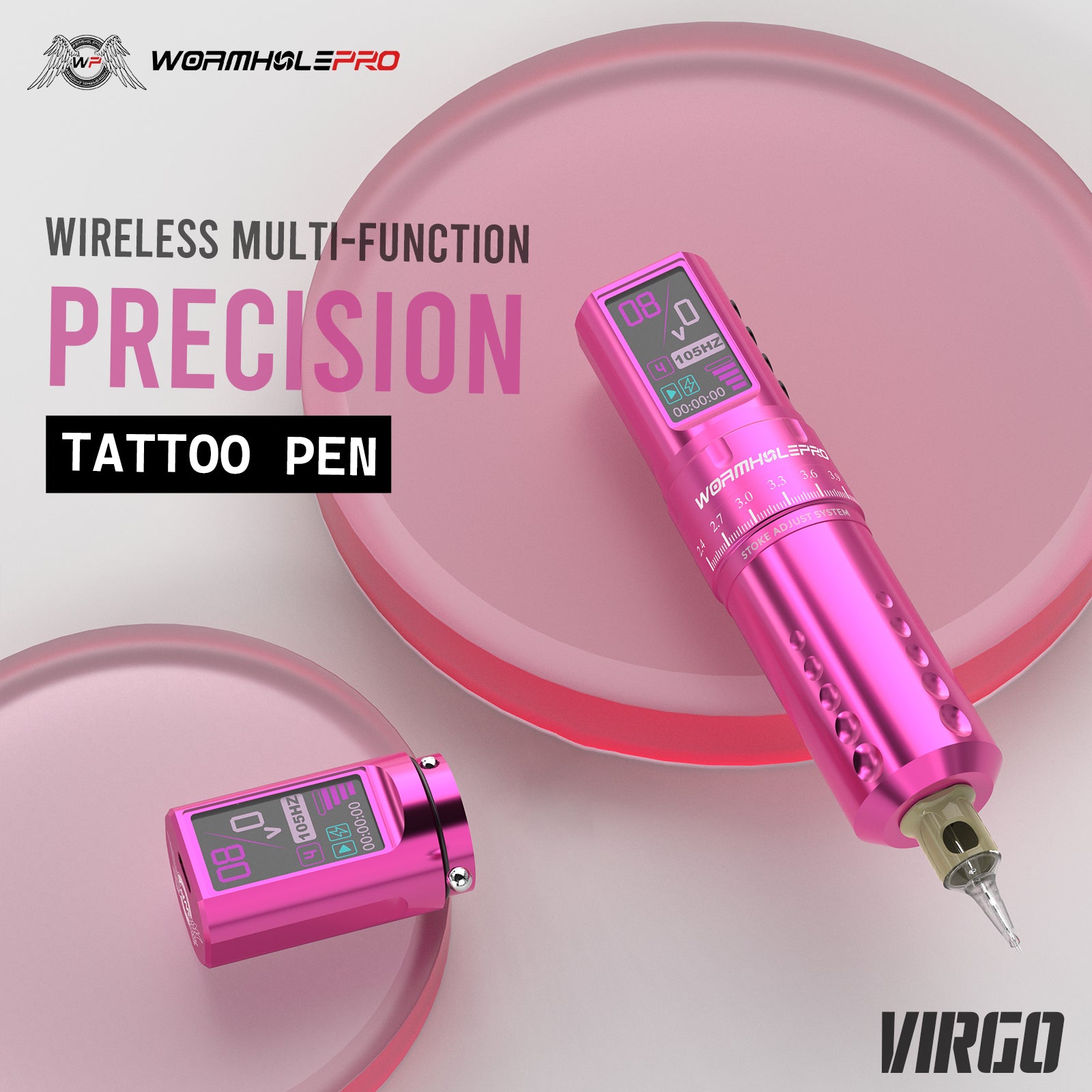 Professional Multi-functional Wireless Tattoo Pen with 7 Stroke | WormholePRO Virgo