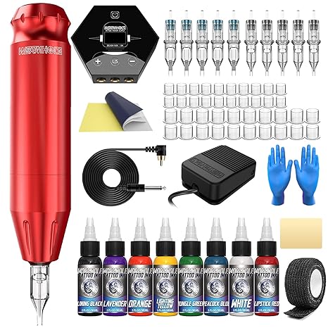 Wormhole Tattoo Machine Kit with 8 Tattoo Ink for Beginner WTK085