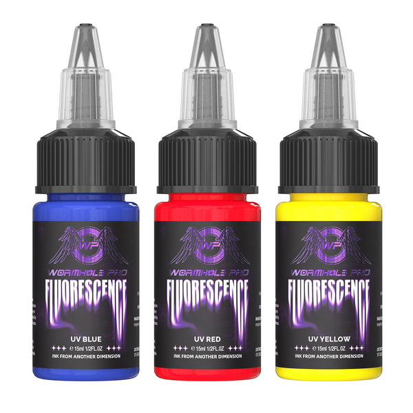 15ml UV Ink Trio – Red, Yellow & Blue – Wormhole Pro