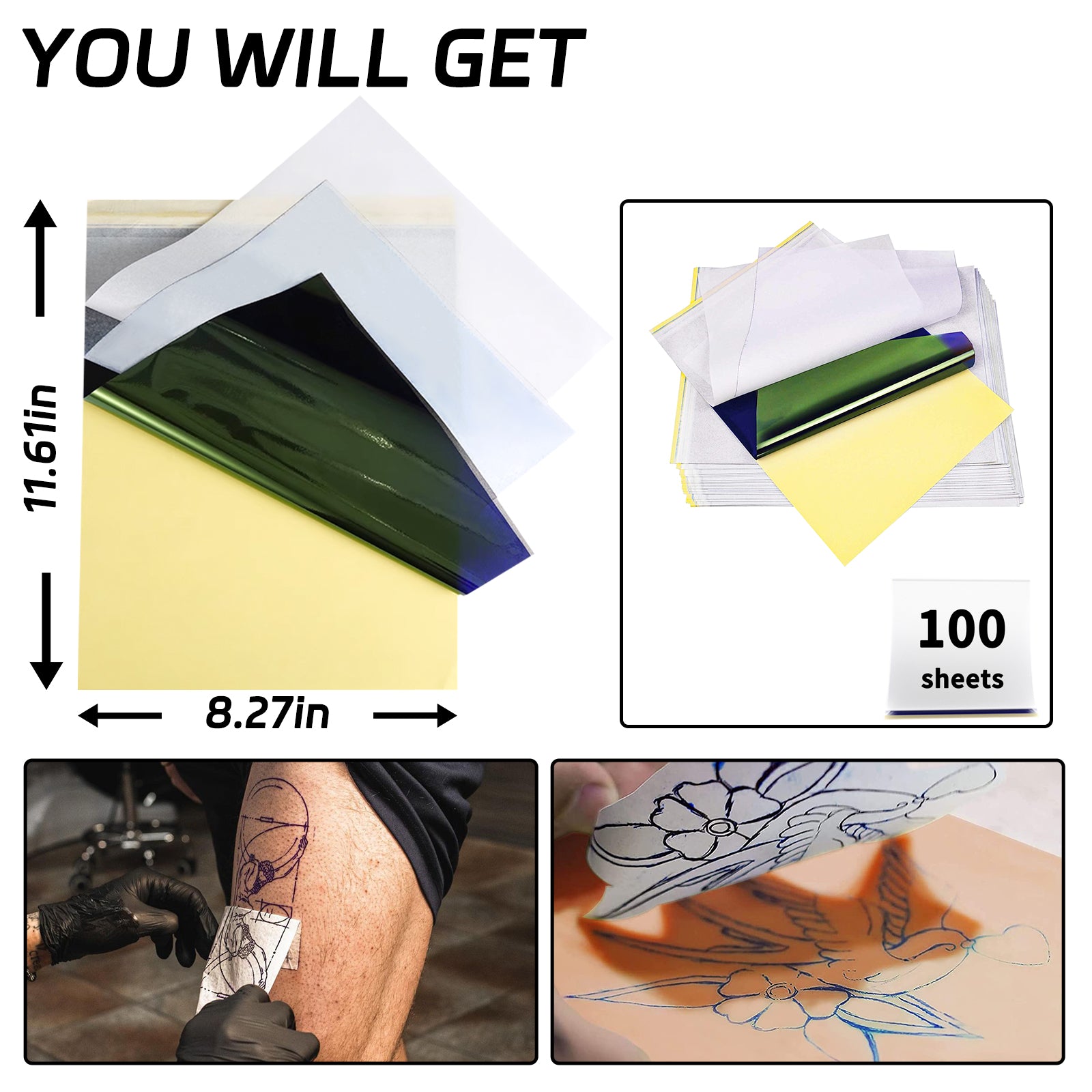 Tattoo Transfer Paper 100 Sheets A4 Paper Size