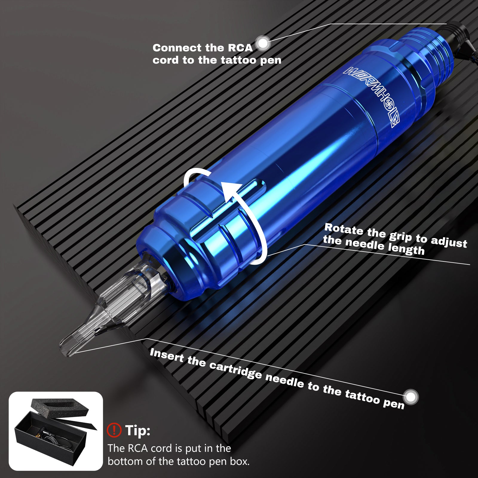 Rotary Tattoo Pen for Tattoo Beginners and Artists Royal Blue HP39-A