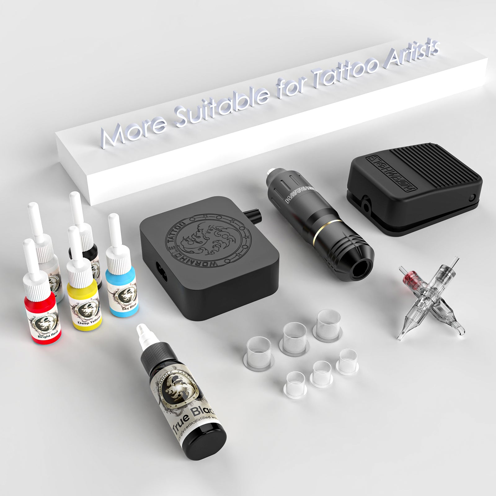 Wormhole Rotary Tattoo Machine Kit with Tattoo Inks WTK162