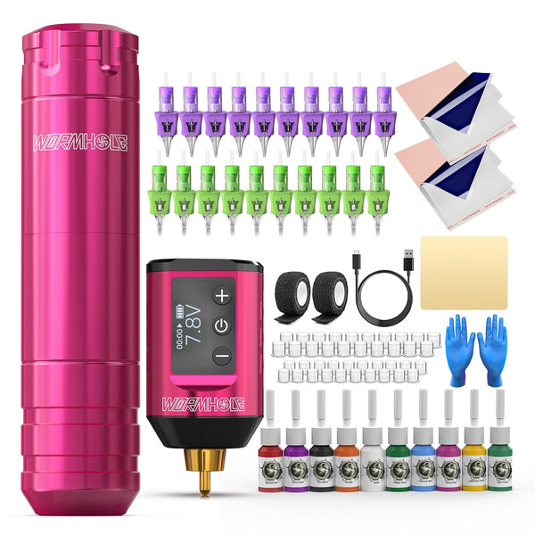 Wireless Complete Tattoo Kit （Pink）